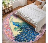 Large Circle Rugs for Living Room Lounge Home Decor Carpets Floor Protection Mat,Multicolour Cute Animal Print Modern Design,Pink,ø 190 cm