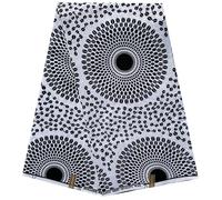 Large Circles Black & White African Fabric, African Wax Ankara Print for Party Dress, Patchwork DIY, Polycotton Fabric for Craft Projects Material, 45" Inch Wide, (5.4m Long x 1.2m Wide 6 Yards