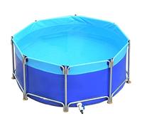 Large Circular Above Ground Fish Pond, Durable Canvas Water Tank for Koi and Play, Ideal for Garden & Farm Use, Includes Drain Valve