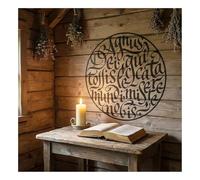 Large Circular Latin Calligraphy Painting Stencil, Reusable Plastic Template Agnus Dei Qui Tollis Peccata Mundi Miserere Nobis Wall Stencil for Church Prayer Room Home Decor(XL 80cmX80cm)