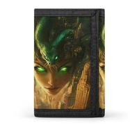 Large City Medusa Men's Trifold Casual Credit Card Holder Wallet with Id Window Minimalist Coin Purse