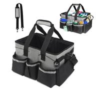 Large Cleaning Caddy Bag Tool Organizer, Professional Cleaning Organiser with Detachable Divider, Multifunctional Cleaning Bags with Handle & Shoulder Strap for Housekeepers & Cleaners, Home, Car