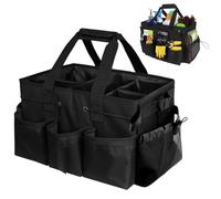 Large Cleaning Caddy Bag with, Adjustable Strap & Clips for Housekeepers, Cleaners, Pink(Black)