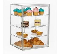 Large Clear Bread Bin Cake Display Multifunctional Display Storage Box 4 Layers Adjustable Bakery Pastry Display Case with Door Bread Storage Containers for Cupcakes, Pastries, Cookies, Slices