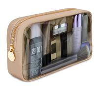 Large Clear Cosmetic Pouch, Travel Case by DANCOUR PARIS, Beige, Small