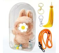 Large Clear Display & Storage Bag for LABUBU The Monsters, Portable Soft Protective Case for Pop Mart Figures Dolls, Waterproof, with Detachable Key Ring, Zipper and More, 5-in-1 Set, 19.5×10.5×6.5cm