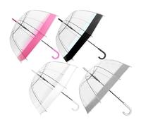 Large Clear Dome Umbrella Windproof Transparent See-Through PVC Rain Brolly with Stylish Assorted Colour Borders & Comfortable Acrylic Handle Unisex Walking Rain Umbrella Lightweight & Durable