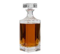 Large Clear Glass 900ml Square Decanter with Flat Top Stopper (DH80)