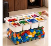 Large Clear Plastic Craft Storage Box with Removable Tray and Compartments | Latching Buckles, Art Supplies Storage, Bead Organiser, Sewing Storage, Toy Storage