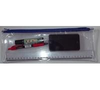 Large Clear See Through Exam Pencil Case 13" 33cm For Pens Phone Passport Blue