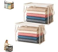 Large Clear Thick Plastic Storage Box with Hinged Lid, Heavy-duty Thick Plastic Clear Storage Bag for Clothes, Perfect for Home Moving Camping (White*2,S:32 × 24 × 38 cm)