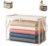 Large Clear Thick Plastic Storage Box with Hinged Lid, Heavy-duty Thick Plastic Clear Storage Bag for Clothes, Perfect for Home Moving Camping (White *1,S:32 × 24 × 38 cm)