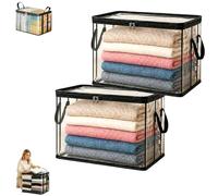 Large Clear Thick Plastic Storage Box with Hinged Lid, Heavy-duty Thick Plastic Clear Storage Bag for Clothes, Perfect for Home Moving Camping (Black*2,S:32 × 24 × 38 cm)