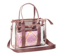Large Clear Tote Bag Stadium Approved for Stadium Events Transparent Shoulder crossbody Handbag with Adjustable Strap, Pink Purple, 13.8 inches x 6.3 inches x 12.2 inches