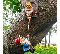Large Climbing Gnomes Tree Hugger, Elf Out The Door Garden Gnome Statue Resin Sculpture Tree Ornaments, Patio Lawn Yard Porch Outdoor Whimsical Decoration