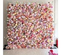 Large cloth-based artificial color roses flower wallhandmade plant background wall, for shopping mall window/wedding background/Photography decoration(2.4 * 2.4m/7.8 * 7.8FT)