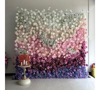 Large cloth-based artificial Gradient Rose Gypsophila flower wallhandmade plant background wall, for shopping mall window/wedding background/Photography decoration(1 * 2m/3.28 * 6.56FT)