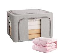Large Clothes Storage Bag - Foldable Oxford Cloth Steel Frame Box | Stackable Zippered Organizer Basket For Closet Pantry Garage Bedroom Under Bed Rv Travel Camping Dorm College Moving
