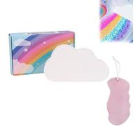 Large Cloud Rainbow Bath Bombs, Colorful Bubble Bath Fizz Set, Essential Oil Fizzer, Natural and Organic Bubble Bombs for Kids & Adults, Birthday, Party & Easter Gift (White)