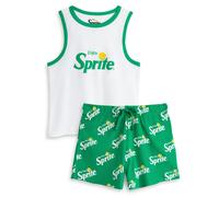 Coca-Cola Sprite Women's White & Green Pyjama Set | Sleeveless Vest and Shorts Sleepwear | Comfortable Loungewear Nightwear | Soft Fabric Relaxation Outfit | Ideal for Home Leisure - Large