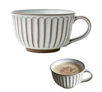 Large Coffee Cup, 500ml Ceramic Soup Bowls with Handles, Cereal Breakfast Cup, Cappuccino Cup for Office and Home, Gift and Present (White, 400ml)