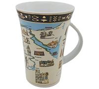 Large Coffee Mug Tea Cup Golden Porcelain Ceramic Egyptian Nile River Map Theme Mug Gift for Family Friends Home Cafe 350ml