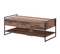 Large Coffee Table with 3 Drawers Oak Effect Rustic Living Room Furniture