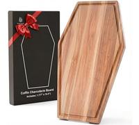 Large Coffin Charcuterie Board - Gothic Acacia Wood Coffin Shaped Cutting Board 17x10.5inch, Halloween Wooden Serving Tray, Goth Platter, Spooky Decor Gifts