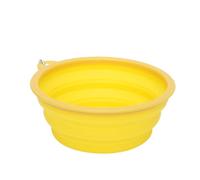 Large Collapsible Dog Bowl 2 Pack, 1000 ml Travel Dog Cats Foldable Water Bowl, Pet Feeding Watering Dish with Carabiner, Food Grade Silicone BPA Free (Yellow,350ML)