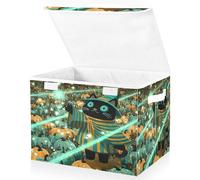 Large Collapsible Fabric Storage Bins with Lids 16.5*12.6*11.8in The Anthropomorphic Black Cat Casts A Spell under The Wizard's Cloak Foldable Storage Boxes Organizer Containers Baskets Cube for Shel