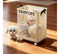 Large Collapsible Laundry Baskets, Laundry Baskets on Wheels, High Capacity,Breathable,Moisture-proof and Odor-free,Suitable for Bedrooms, Near Washing Machines(White,L)
