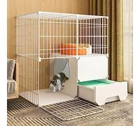Large Collapsible Metal Cat Cage with Litter Box, Hammock, Bed, and Ladder - Ideal for Indoor Use with Kittens, Puppies, Ferrets, and Chinchillas