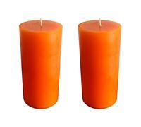 Large Collumino 120 Hour Solid Colour Pillar Candles Size 15 x 7cm (Orange, 2 - Pack)
