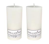 Large COLLUMINO 120 Hour Solid Colour Pillar Candles Size 15 x 7cm (Pack of 2, White)