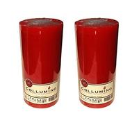 Large Collumino 120 Hour Solid Colour Pillar Candles Size 15 x 7cm (Red, 2 - Pack)