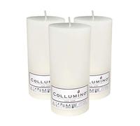 Large Collumino 120 Hour Solid Colour Pillar Candles Size 15 x 7cm (White, 3 - Pack)