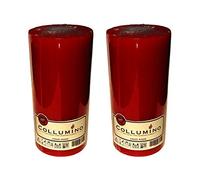 Large Collumino 120 Hour Solid Colour Pillar Candles Size 15 x 7cm (Wine Red, 2 - Pack)