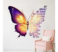 Large Colorful Inspirational Quotes Wall Art Stickers Motivational Phrase Positive Saying Wall Art Quotes Vinyl Butterfly Wall Stickers for Kids Girls Bedroom Living Room Classroom Playroom Wall Decor