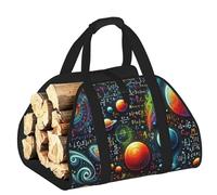 Large Colorful-Math-Equation-Planets Firewood Carrier Bag, 600d Oxford Cloth Log Tote With Reinforced Handles, Open-End Wood Hauling Bag For Fireplace, Wood Stove, Camping And Outdoor Storage