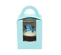 Large Coloured Single Cupcake Boxes with Window and Handle! Pastel Muffin[Blue,25]