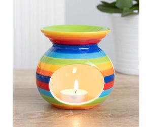 Large Colourful Rainbow Stripe Oil Burner