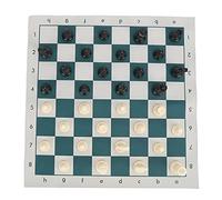 Large Compact International Standard Chess Set with Chessboard, Durable Plastic Chess Pieces for Logic and Problem-Solving Skills, for Competition Players, 13.4" Green and White Chessboard