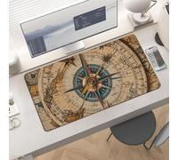 Large Compass and Old World Map Desk Mat 24x12 Inch Waterproof Non-Slip Rubber Desk Pad for Office Home Gaming Remote Work Foldable Portable Mousepad for Keyboard Laptop Desktop Accessories