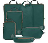 Large Compression Packing Cubes for Travel-Packing Cube Luggage Organizers 7 Piece Set for Checked Luggage-Ultralight, Expandable/Compression Bags by TRIPPED Travel Gear (Green and Brown)