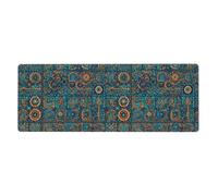 Large Computer Desk Mat 900 X 400 Yellow Blue Computer mousepad with Anti-slip Rubber Base,XL extended mouse mat Improves Speed and Accuracy,Waterproof desk protector mats for Office and Home