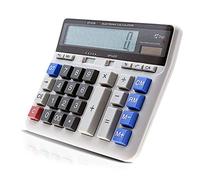 Large Computer Electronic Calculator with Solar Battery Power 12 Digit Display Multi-functional Big Button for Business Office School Calculating Scientific Memory Keys Auto Shut-Down Non-Slip Silico