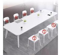 Large Conference Table for 4-6 People Modern Office Desk with Wooden Legs Adjustable Foot Pads White Boardroom Table for Meetings & Seminars JKGHK