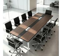 Large Conference Table, Large Office Computer Desk Heavy Duty Metal Frame | 25mm Thick Wooden Top Boardroom Desk, Rectangle Meeting Seminar Table for Office Meeting Room