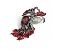 Large Convertible Red Betta Brooch/Pendant glitter enamel & crystal rhinestones Siamese fighting fish aquarium pet pin
