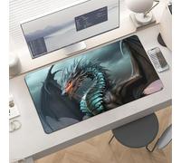 Large Cool Dragon Desk Mat 24x12 Inch Waterproof Non-Slip Rubber Desk Pad for Office Home Gaming Remote Work Foldable Portable Mousepad for Keyboard Laptop Desktop Accessories